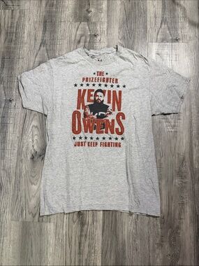 WWE Gray Short-Sleeve Kevin Owens Graphic Tee with Red Print